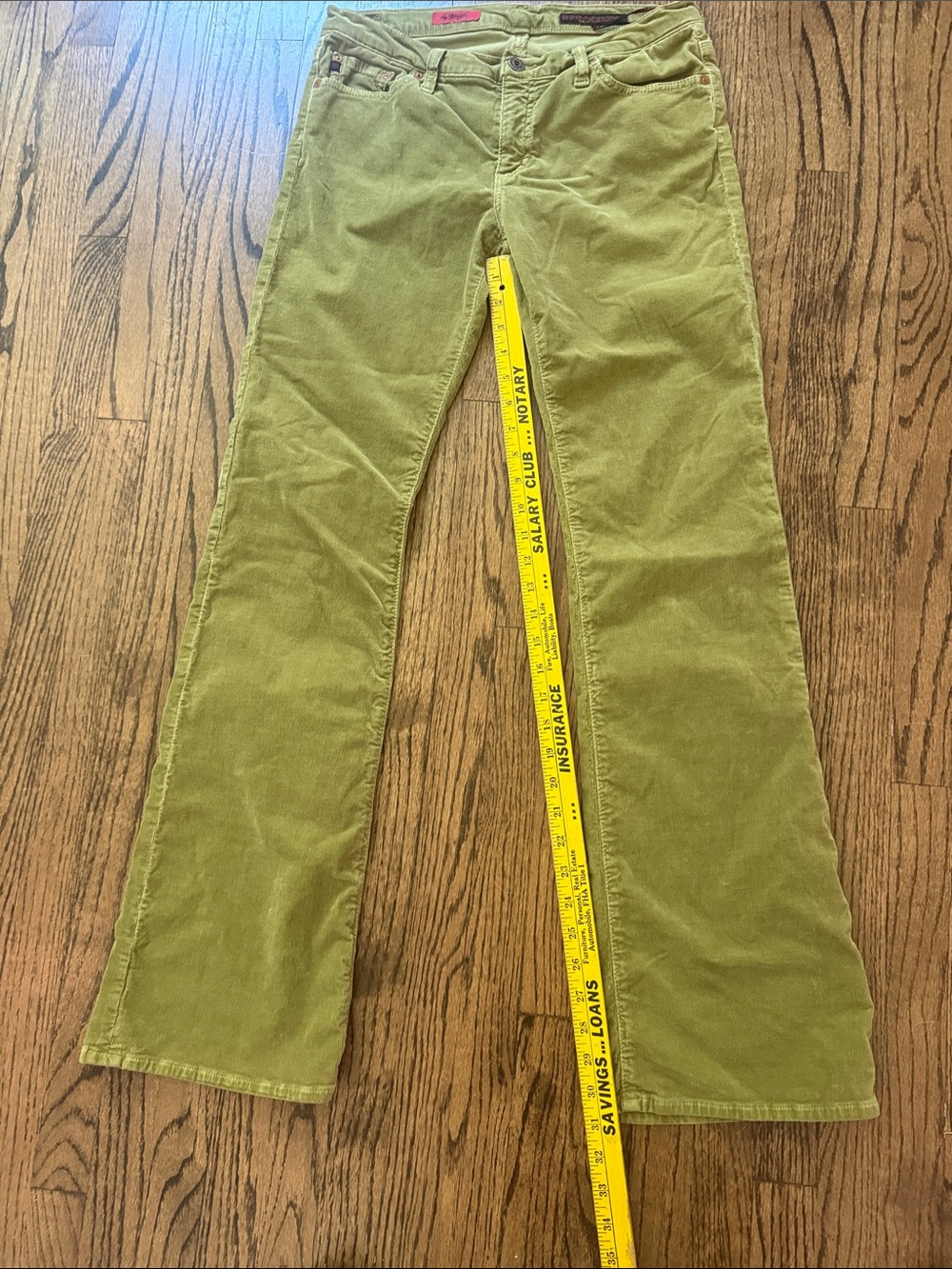 AG Olive Green vintage low rise Corduroy flare Pants
